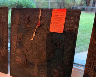 #39B - $120 - Nepal carved plaque tag said Gold Flake, Honey Dew.