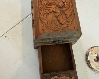 #105 - $70 - Indian carved tackle box / money box