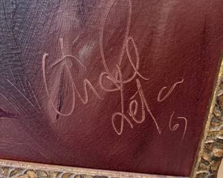 #68 - $150 - Decorative painting floral relief technique 27x41 signed