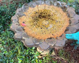 #109 - $60 - Concrete bird bath flower shaped on top