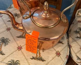 #49 - $120 - British copper medium tea kettle 11x10 1/2