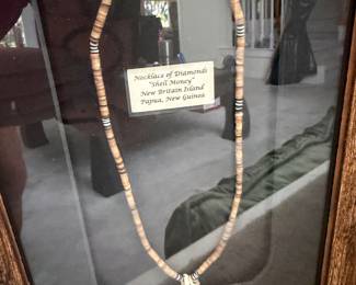 #6 - $150 - Papua New Guinea Necklace of diamonds "Shell money" in frame 14x10
