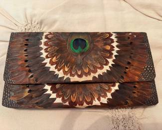 #93 - $58 - Feather purse / clutch