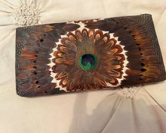 #93 - $58 - Feather purse / clutch