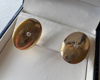 #5- $415-Cufflinks 10kt y.gold - mine cut diam - 5.7gr