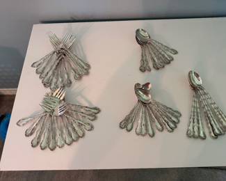 #60 - $5,250 - Gorham set of sterling flatware "Strasbourg" introduced 1987 - 99 pieces-99.77 oz