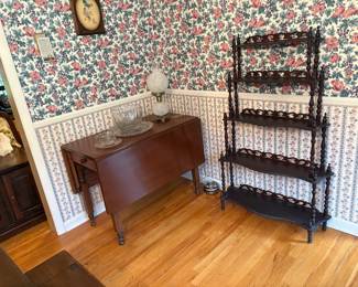 Drop Leaf Table with Drawer, Floor-Standing étagère