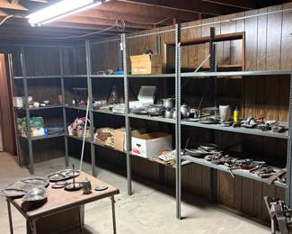 Silverplate, Tools and Metal Shelving Units!