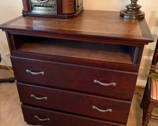 Vintage Solid Wood 4-Drawer Dresser / Chest with Open Shelf
