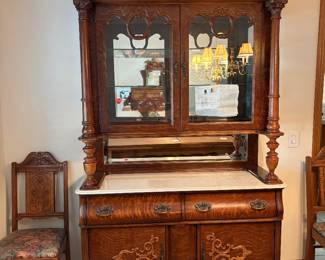 Ornate Traditional China Cabinet & Buffet with Glass Shelves & Lighting