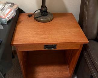 Leick Home Mission Oak End Table with Drawer & Shelf