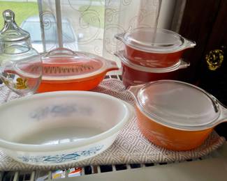 Glasbake and Pyrex vintage serving dishes