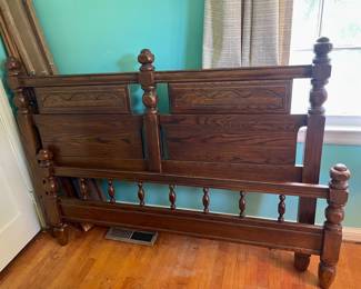 Solid wood queen bed