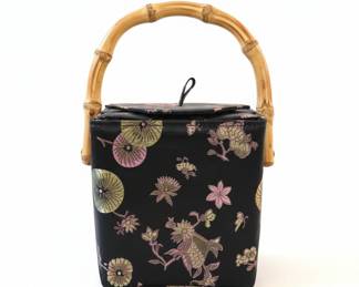 Vintage Chinese Takeout Box Handbag with Bamboo Handle