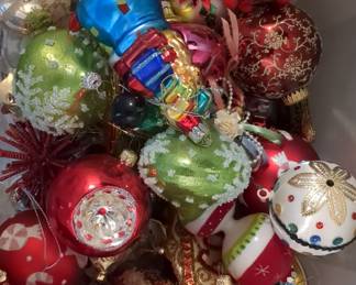 Assorted Vintage Mercury Glass and Blown Glass Christmas Ornaments