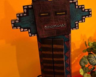 Hand-Painted Folk Art Totem Sculpture by James Demski - Jimbot