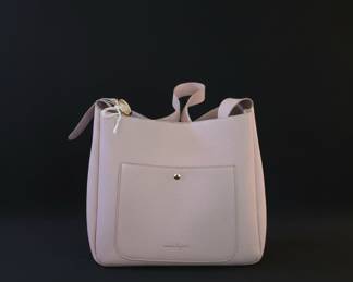 Nanette Lepore Pale Pink Pebbled Faux Leather Bucket Bag