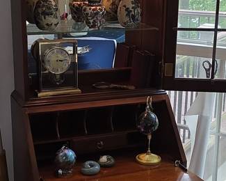 Henkel Harris Queen Anne Style Mahogany Secretary Desk with Hutch