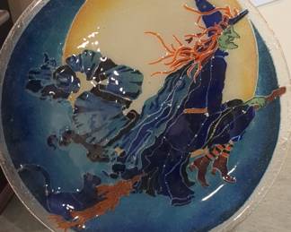 Peggy Karr Fused Glass Halloween Witch Plate