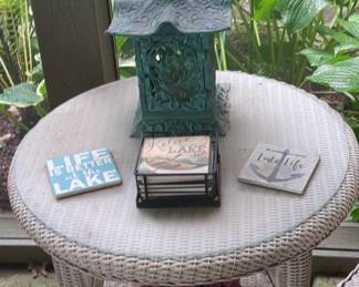 Pagoda Style Lantern with Lake-Themed Coasters