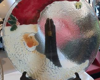 Fitz and Floyd Santa Claus Glass Plate