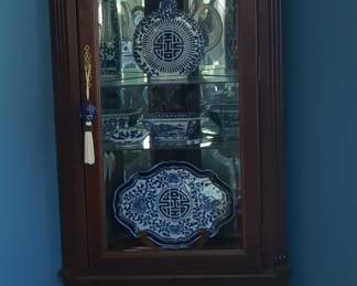 Rosewood Oriental Corner Curio Cabinet