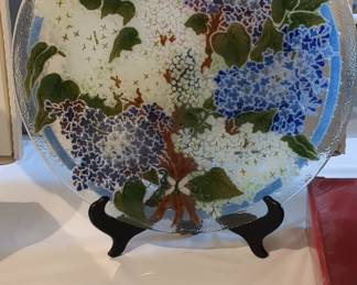 Peggy Karr Fused Glass Lilac Decorative Plate