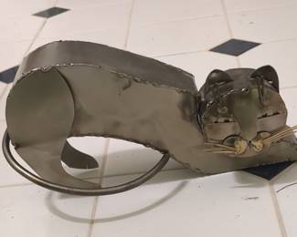 Mid-Century Modern Brutalist Metal Cat Sculpture