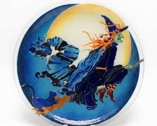 Peggy Karr Fused Glass Halloween Witch Decorative Plate