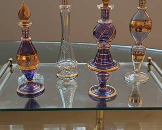Vintage Egyptian Hand Blown Perfume Bottles Collection