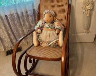 Child's Thonet-Style Bentwood Cane Rocking Chair