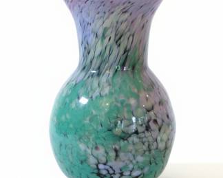 Vintage Hand-Blown Art Glass Vase with Spatter/Confetti Technique
