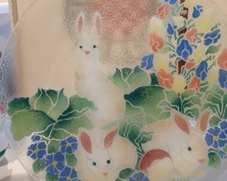 Peggy Karr Fused Glass Bunny Plate