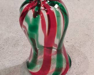 Hand Blown Glass Teardrop Christmas Ornament with Red and Green Swirls