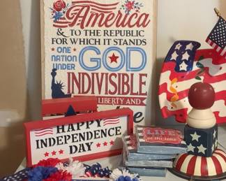 Patriotic Americana Decor Collection with Pledge of Allegiance Sign
