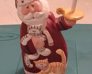 Eddie Walker Santa with Cats and Candle Figurine