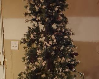 Artificial Flocked Pencil Christmas Tree with Pinecones