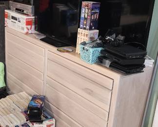 Whitewashed oak dresser, Electronics