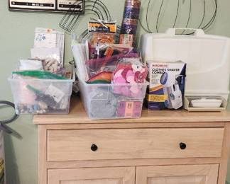 Small cabinet, sewing machine, crafts