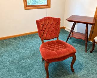 Antique tufted accent chair