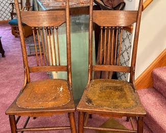 Antique leather seat chairs