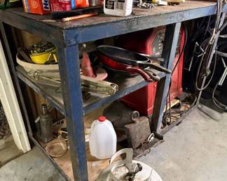 Metal Utility Cart with Columbian D4 M3 Bench Vise