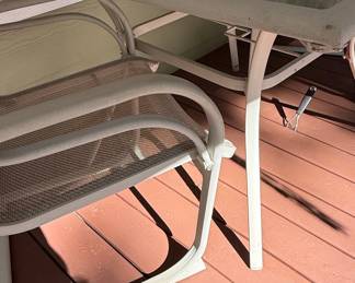 Square Glass-Top Patio Bistro Set with 4 Sling Chairs