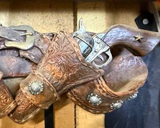 Western Style Toy Revolver and Holster Wall Hooks