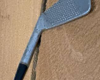 Vintage Golf Club Display with 19th Hole Flag
