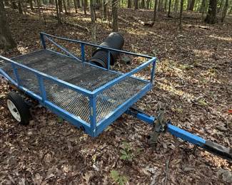 Blue Utility Trailer with Mesh Floor