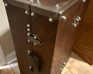 Campaign Style Leather Trunk Storage Case