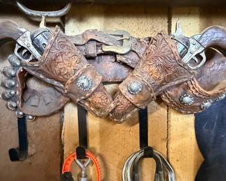 Western Style Toy Revolver and Holster Wall Hooks