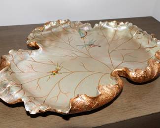 Large Italian "Golden Age" leaf bowl