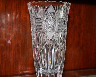 Hand cut Bohemian crystal vase